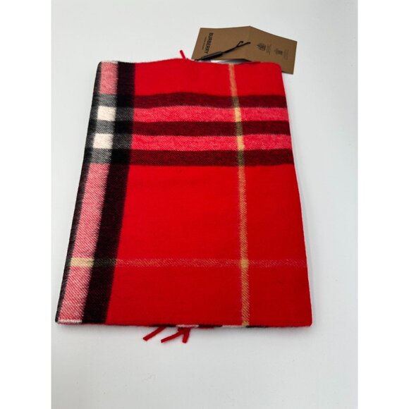 Burberry Giant Check Cashmere Scarf Bright Military Red 168*30cm - Picture 3 of 10